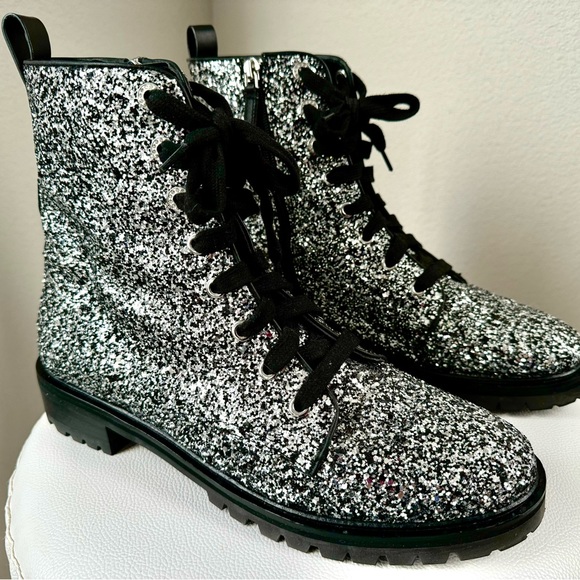 Kate Spade Women’s Jemma black silver glitter boots size 10 like new make offer - Picture 5 of 10